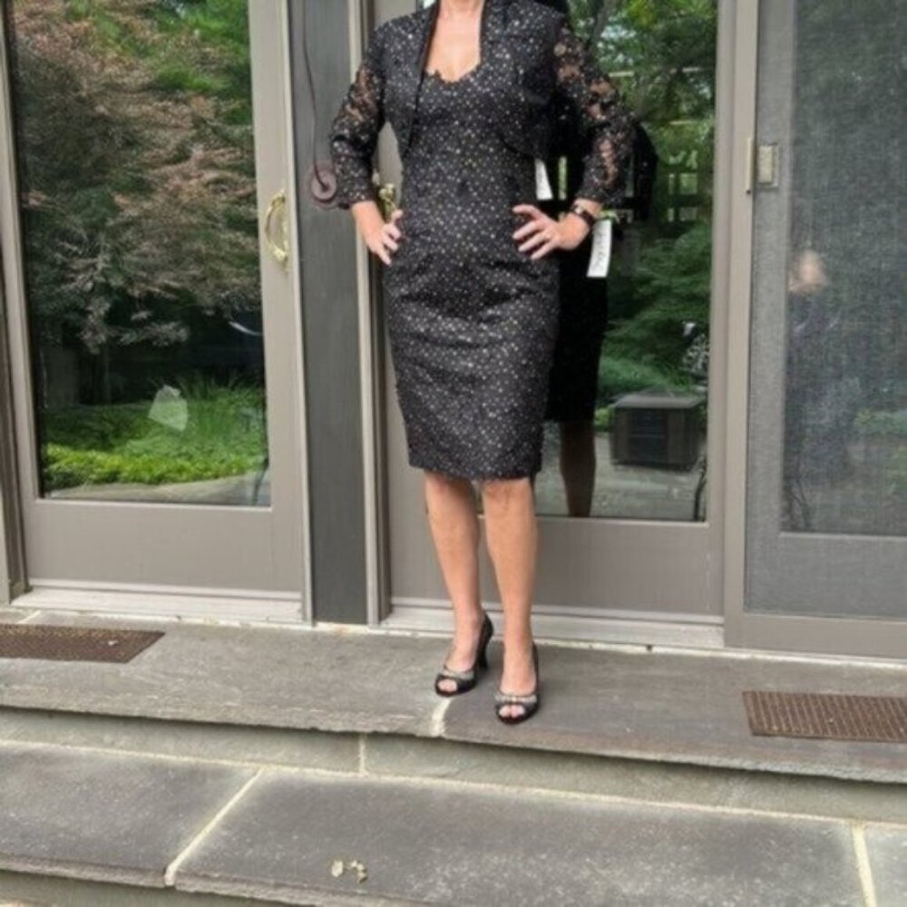 Joseph Ribkoff Black Lace Midi Dress